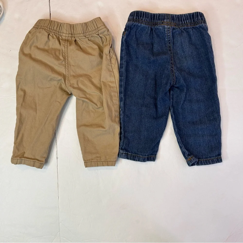 Carter's Tan and Blue 2Pairs of Boy Pants Kids Jeans and khaki pants Size 9Month